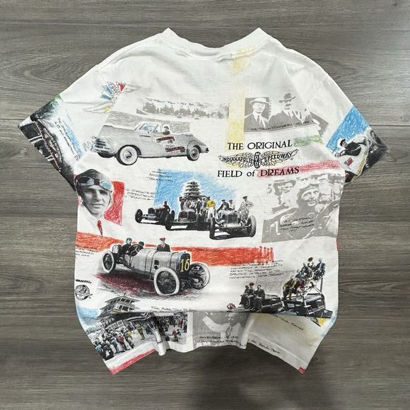 Vintage Indy 500 Racing Shirt Adult Large AOP Made In USA 90s Single Stitch - Picture 2 of 4